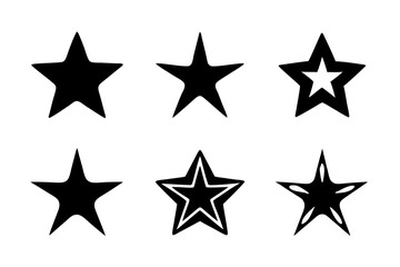 set of stylized black stars with streaks black silhouette vector illustration