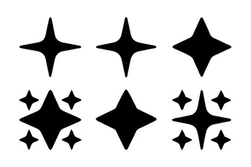 set of stylized black stars with streaks black silhouette vector illustration