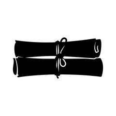 Ancient scroll for medieval writing black silhouette vector illustration