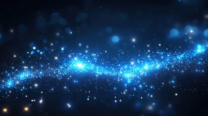 Obraz premium Blue glitter swirl, dark background, bokeh, design