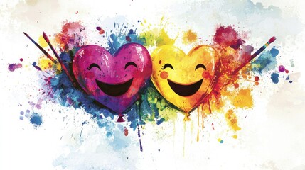 Happy hearts abstract graphic design