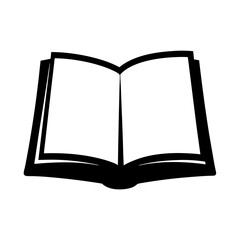 Open book with blank pages black silhouette vector illustration