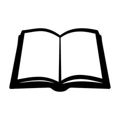 Open book with blank pages black silhouette vector illustration