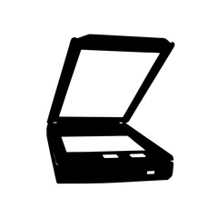 Open scanner black and white silhouette vector illustration