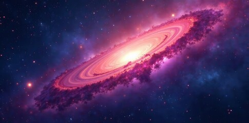 Stunning panoramic view of colorful nebula and twinkling stars in space, galaxy, panorama, milky way