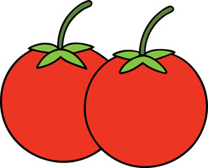 Cherry Tomatoes on White Background Cartoon Vector Illustration