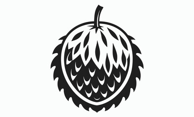 Marang fruit silhouette, Exotic fruit icon, Tropical fruit illustration

