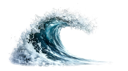 Majestic Ocean Wave Isolated on Black Background Powerful Curl of Blue Water and White Foam