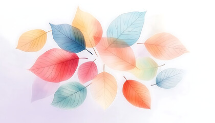 Colorful Autumn Leaves on White