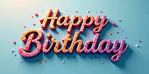 Stylish modern "happy birthday" in metallic script with artistic shadows, luxury, happy birthday