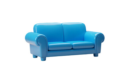 Fototapeta premium Relaxing on a bright blue sofa. A minimalist design. 3D plastic style icon. Isolated on transparent or white background