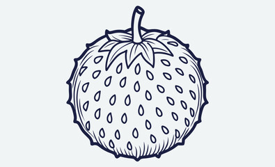 Marang fruit silhouette, Exotic fruit icon, Tropical fruit illustration
