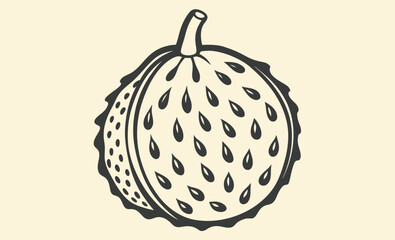 Marang fruit silhouette, Exotic fruit icon, Tropical fruit illustration
