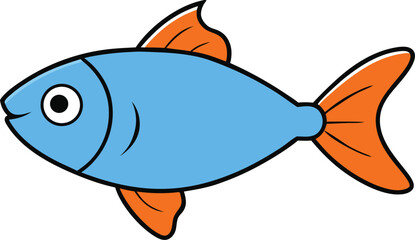 Fish on White Background Cartoon Vector Illustration