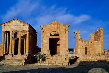 L'antica città Romana di Sufetula, con il foro ed il teatro perfettamente conservati. Sbeitla, Tunisia