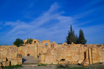 L'antica città Romana di Sufetula, con il foro ed il teatro perfettamente conservati. Sbeitla, Tunisia
