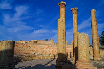 L'antica città Romana di Sufetula, con il foro ed il teatro perfettamente conservati. Sbeitla, Tunisia