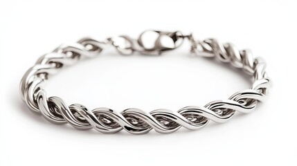 Naklejka premium Elegant twisted silver bracelet modern jewelry design fashion accessory gift link hand metal women