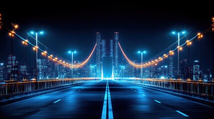Obraz premium Illuminated city bridge at night