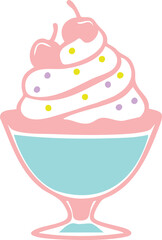 Illustration of Ice Cream Sundae with Cherries