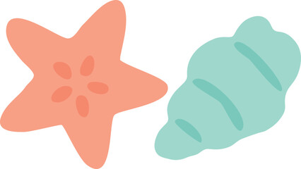 Illustration of Starfish and Seashell