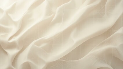 Fototapeta premium Elegant beige fabric drapes gently, showcasing its soft texture and light, airy quality for various design projects.