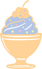 Illustration of Sundae with Cherry Topping