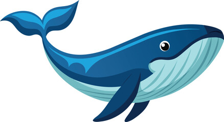 Fototapeta premium Cute Cartoon Whale Ocean Animal Vector Illustration