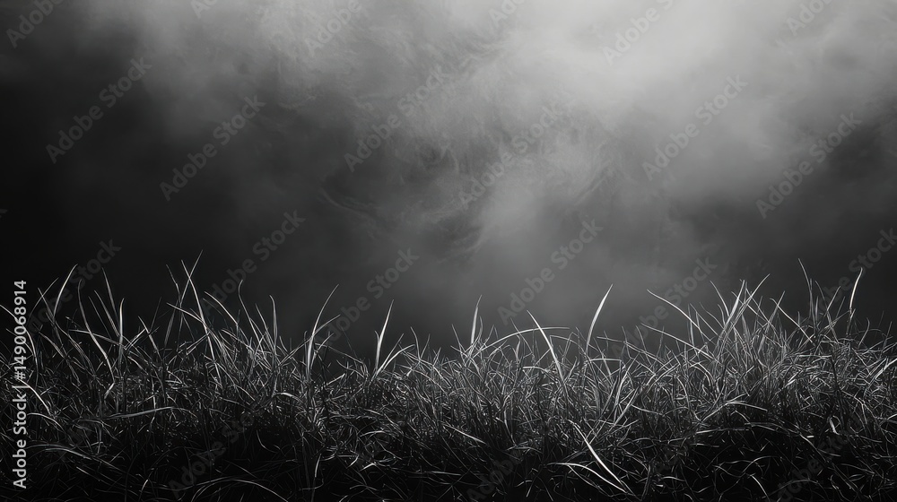 Poster abstract grayscale image of sparkling particles under a hazy sky