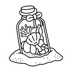 Ocean Scene, Bold and Easy Designs for Relaxation with Sea Life, Ocean life, undersea life,  Vector illustration, hand-drawn, flat design illustration, Bold Easy Coloring Pages,