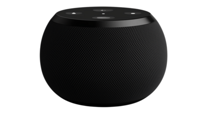 A smart speaker with intelligent voice, modern speaker with smart voice, smart speaker with intelligent voice system, voice-operated smart audio device, on a transparent backgrounds