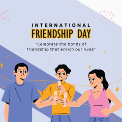Blue and Yellow Illustrative International Friendship Day Facebook Post