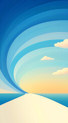 Coastal Sunset with Abstract Path.