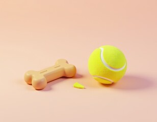 Dog Bone and Tennis Ball Minimalist Still Life