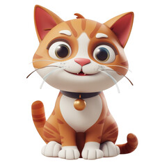 Cartoon orange cat sitting and smiling