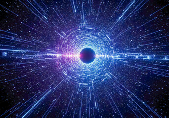 Obraz premium Abstract Cosmic Tunnel Data Stream Digital Galaxy Visualization