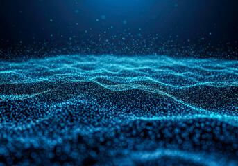 Abstract Blue Particle Wave Digital Background Technology Concept Futuristic Data Flow Network