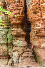 Red rock formations reserve Altschlossfelsen in the Saarland region of Germany the stones have a...