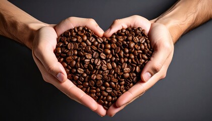 heart shape coffee beans