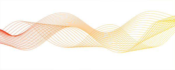 Abstract colorful orange glowing frequency sound wave with curved lines. Curved wavy lines tech futuristic motion.Technology, data science frequency gradient lines on transparent background.