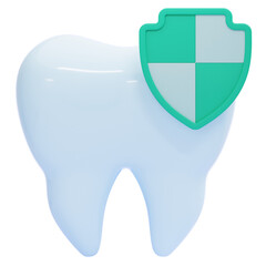 PNG 3D Tooth Protection Shield Illustration Isolated on a White Background