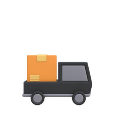 3D Render of a Truck with Boxes on Pallet for Delivery