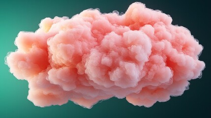 Abstract Pink Fluffy Cloud 3D Render on Teal Background