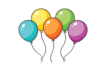 colorful birthday balloons decoration celebration vector illustration