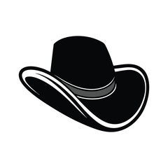 cowboy hat western classic silhouette black style fashion vector illustration isolated on white background