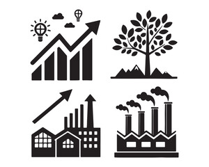 growth chart with circular arrows icon vector continuous improvement concept for graphic design, logo, website, social media, mobile app, UI illustration