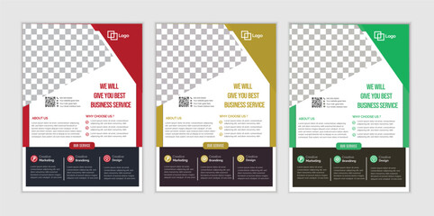 a bundle of 3 templates Business  flyer design, in blue color, and modern design,marketing,business proposal, promotion, advertise, publication and editable vector template design