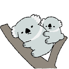 親子のコアラのゆるいイラスト