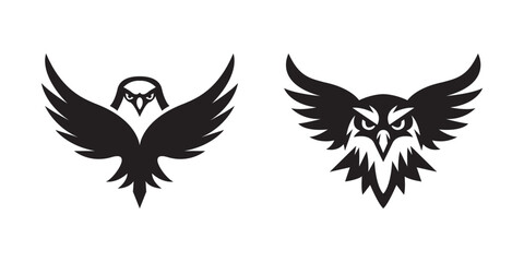 Flat vector design of flying bird silhouettes