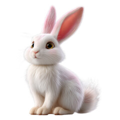 Obraz premium Adorable White Bunny Rabbit Sitting Pretty Perfect for Children's Books and Easter Designs